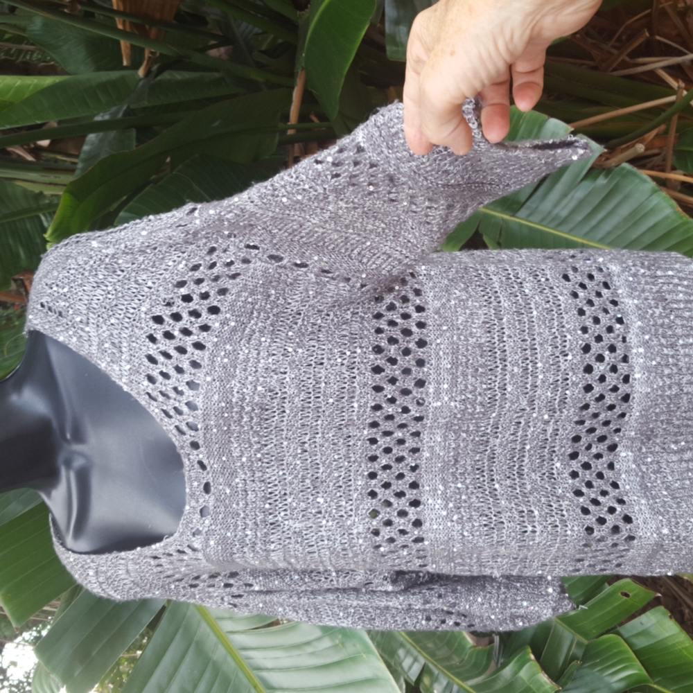 Roz and Ali crochet silver top